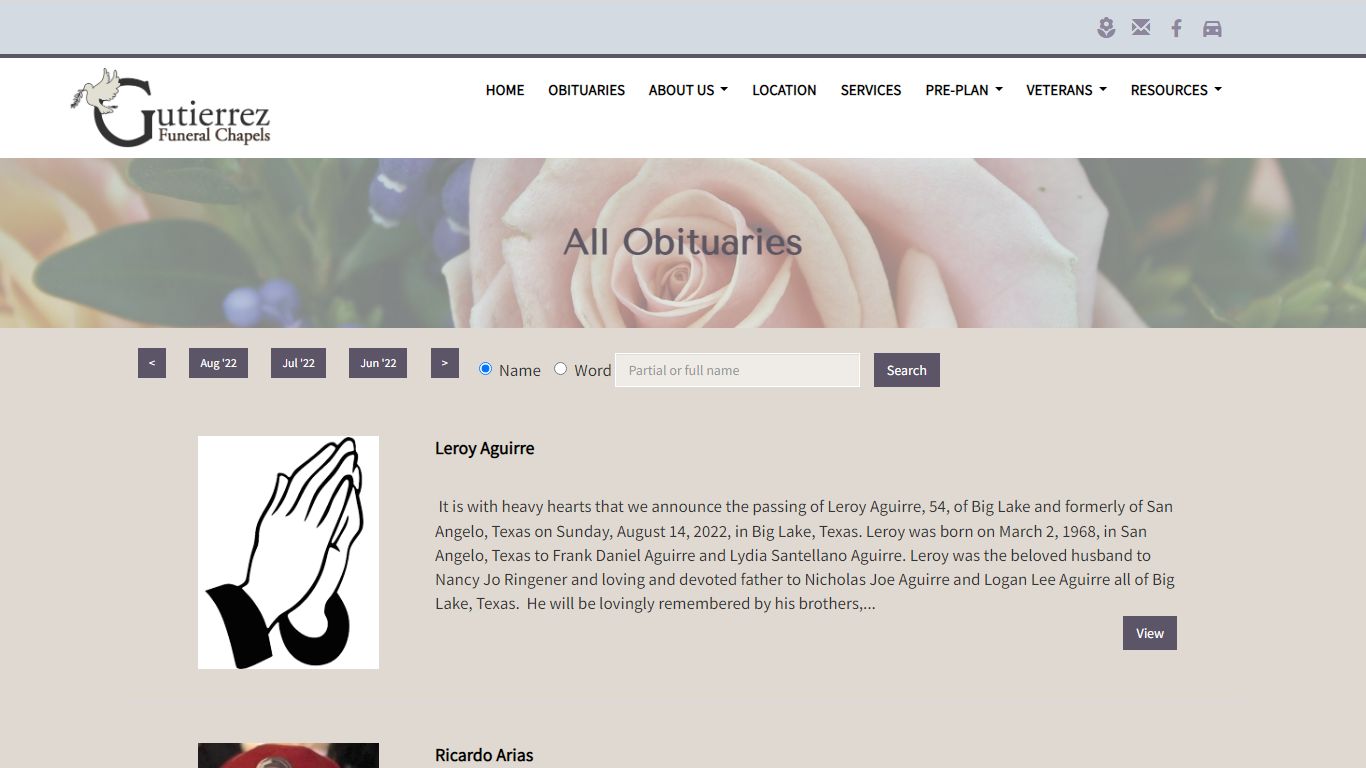 All Obituaries | Gutierrez Funeral Home | San Angelo TX funeral home ...