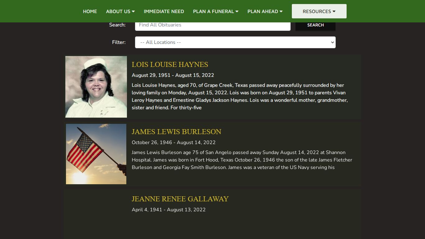 Recent Obituaries | Shaffer Funeral Home
